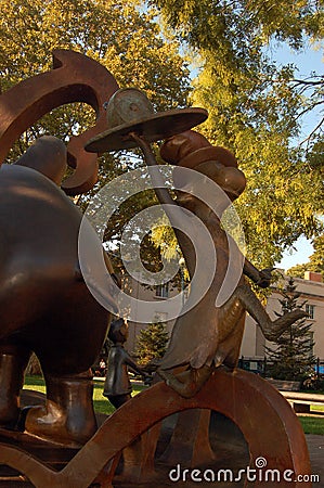 A whimsical statue at the Dr Seuss memorial in Springfield, Massachusetts Editorial Stock Photo