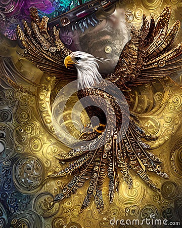 Whimsical steampunk charming eagle Stock Photo