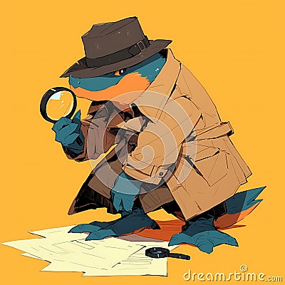 Detective Reptile Uncovers Clues Stock Photo