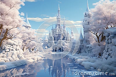 Whimsical winter landscapes with fantasy Stock Photo