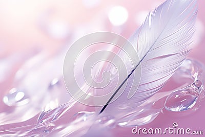 Whimsical Wonder: A Soft Feather on a Teasing Pink Background Stock Photo