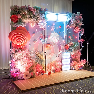 Whimsical Wonderland: Step into a fantastical realm with our whimsy-filled photobooth setup Stock Photo