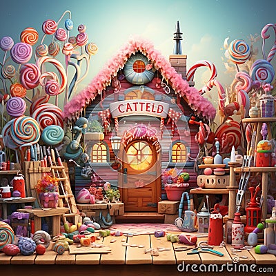 Whimsical Workshop: Crafted Creations Stock Photo