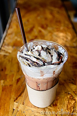 Whip cream ice mocca coffee Stock Photo