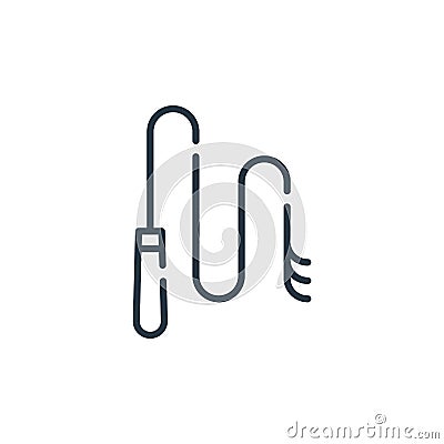 whip vector icon isolated on white background. Outline, thin line whip icon for website design and mobile, app development. Thin Vector Illustration