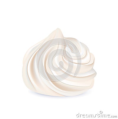 Whipped cream swirl isolated on white Vector Illustration