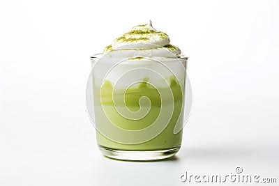 Whipped green tea milk natural. Generate Ai Stock Photo