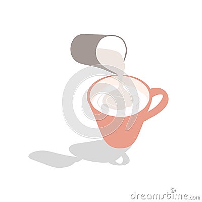 Whipped milk for homemade coffee. Cartoon icon for packaging. Foam electric mixer. Stock vector illustration, white background Cartoon Illustration