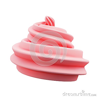 Whipped pink cream swirl or meringue side view 3D vector. Vector Illustration