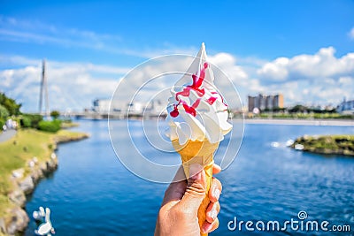 Whippy vanilla ice cream Stock Photo