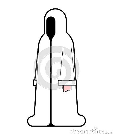 Whire monk isolated. Occultist in hood. Monastic cartoon. friar vector illustration Vector Illustration