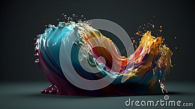 Whirling color symphony, abstract paint wave background Stock Photo