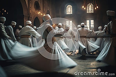 Whirling Dervish sufi religious dance created by generative AI Stock Photo