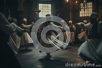 Whirling Dervish sufi religious dance created by generative AI Stock Photo