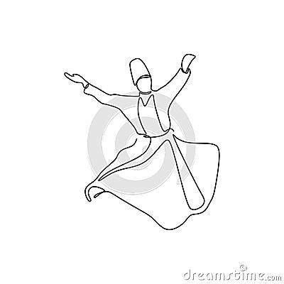 whirling dervish vector drawing. Vector illustration drawn with one line Vector Illustration