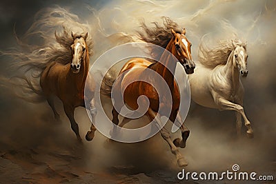 Whirling sandstorm horsemen, riding on gusts of wind with unrivaled speed - Generative AI Stock Photo