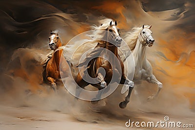 Whirling sandstorm horsemen, riding on gusts of wind with unrivaled speed - Generative AI Stock Photo