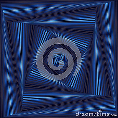 Whirling sequence with blue square forms Vector Illustration