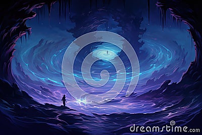 Whirling vortex elementals, conjuring powerful storms with their elemental prowess - Generative AI Stock Photo