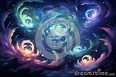 Whirling vortex elementals, conjuring powerful storms with their elemental prowess - Generative AI Stock Photo