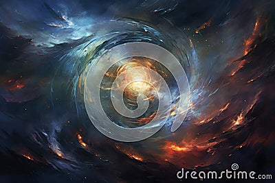Whirling vortex elementals, conjuring powerful storms with their elemental prowess - Generative AI Stock Photo