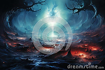 Whirling vortex elementals, conjuring powerful storms with their elemental prowess - Generative AI Stock Photo