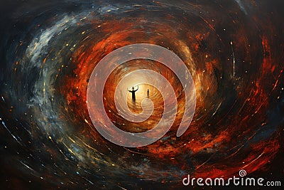 Whirling vortex elementals, conjuring powerful storms with their elemental prowess - Generative AI Stock Photo