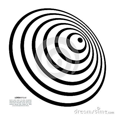 Whirlpool, black hole, radial lines with rotating distortion. Abstract spiral, vortex shape, element Stock Photo