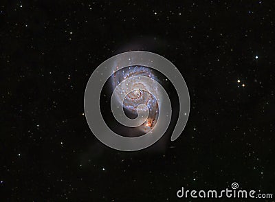 The Whirlpool Galaxy, also known as Messier 51. Stock Photo