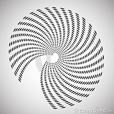 Whirlpool radial lines with rotating distortion. Abstract spiral, vortex shape, element Stock Photo