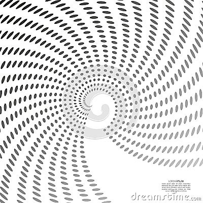 Whirlpool, radial lines with rotating distortion. Abstract spiral, vortex shape, element Stock Photo
