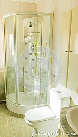 Hydro massage shower in private bathroom Stock Photo