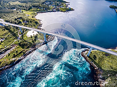 Whirlpools of the maelstrom of Saltstraumen, Nordland, Norway Stock Photo