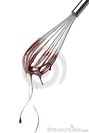 Whisk with chocolate Stock Photo