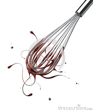 Whisk with chocolate splash Stock Photo