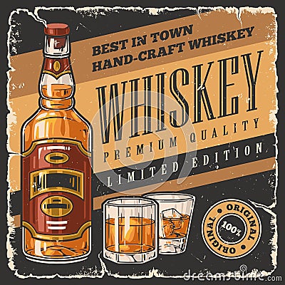 Whiskey alcohol colorful vintage flyer Vector Illustration