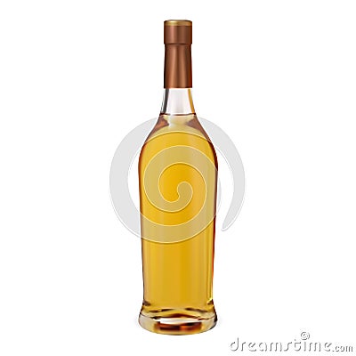 Whiskey bottle. Realistic glass bourbon bottle, scotch Vector Illustration