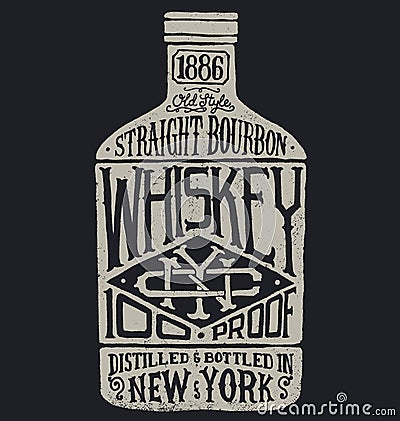 Whiskey bottle with vintage typography Vector Illustration