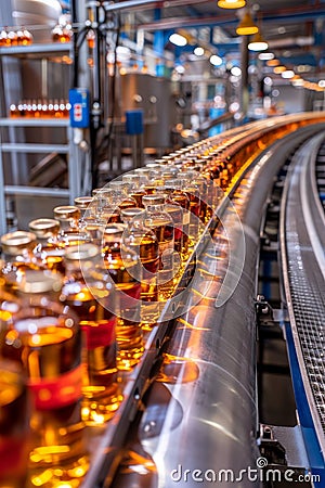 Whiskey Bottling Process In A Traditional Factory Setup For Efficient