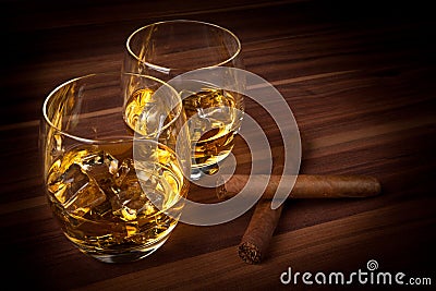 Whiskey with Cigars Stock Photo