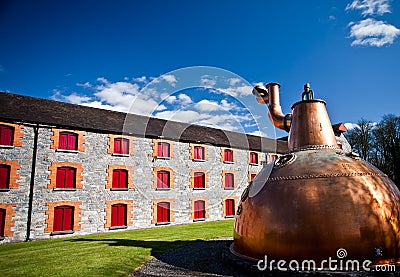 Whiskey distillery Old copper washback in Ireland Stock Photo