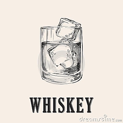 Whiskey Glass. Hand Drawn Drink Vector Illustration Vector Illustration