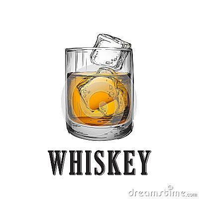 Whiskey Glass. Hand Drawn Drink Vector Illustration Vector Illustration