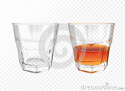 Whiskey glass vector illustration realistic crockery Vector Illustration