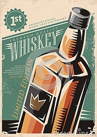 Whiskey retro vector poster Vector Illustration