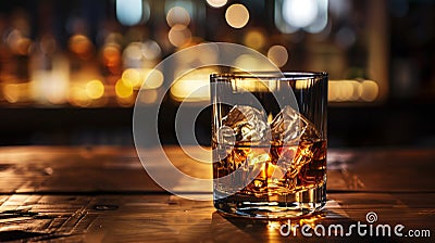 Whiskey on the rocks in elegant glass Stock Photo