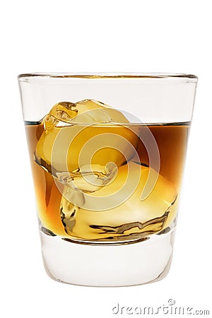 Whiskey on the rocks on a white background Stock Photo