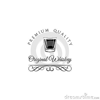 Whiskey Shot Glass. Alcohol badge and label. Vector Illustration isolated Vector Illustration