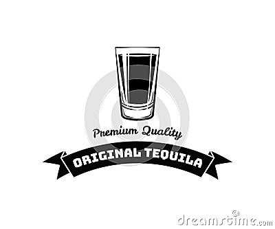 Whiskey Shot Glass. Alcohol badge and label. Vector Illustration Vector Illustration