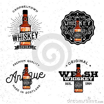 Whiskey themed logotypes Vector Illustration